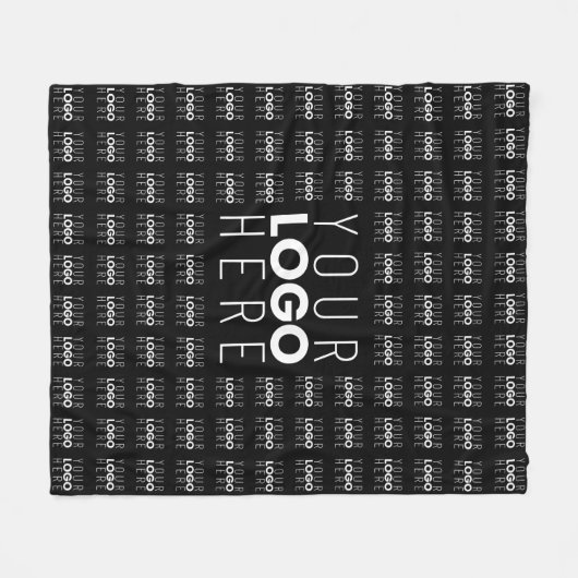 ロゴまたは画像タイル模様の大きな中央のロゴ フリースブランケット (正面(横))