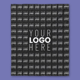 ロゴまたは画像タイル模様の大きな中央のロゴ フリースブランケット