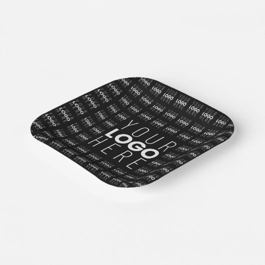 ロゴまたは画像タイル模様の大きな中央のロゴ ペーパープレート (傾斜あり)