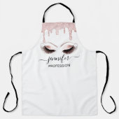 ロゴまつげベーカリーケータリングケーキピンクドリップ エプロン (正面)