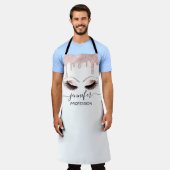 ロゴまつげベーカリーケータリングケーキピンクドリップ エプロン (着用した状態)