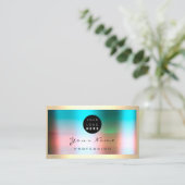 ロゴまつげメイクアップアーティストヘアバラ枠グラデーション 名刺 (スタンド正面)