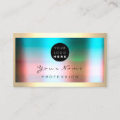 ロゴまつげメイクアップアーティストヘアバラ枠グラデーション 名刺 (正面)