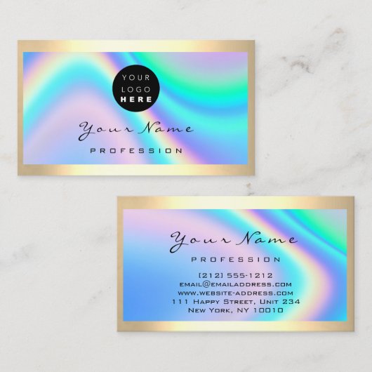 ロゴまつ毛メイクアップアーティストヘアホログラフモダングラフ 名刺 (正面/裏面)