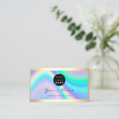 ロゴまつ毛メイクアップアーティストヘアホログラフモダングラフ 名刺 (スタンド正面)