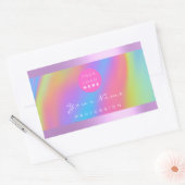 ロゴまつ毛メイクアップ髪の爪、 ネイルホログラフパープル 長方形シール (封筒)