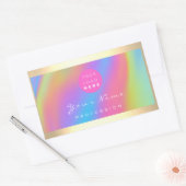 ロゴまつ毛メイクアップ髪の爪、 ネイルホログラフユニコーンB 長方形シール (封筒)