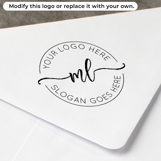 ロゴをここに配置 - モノグラムイニシャル - ビジネス用丸型スタンプ セルフインキングスタンプ