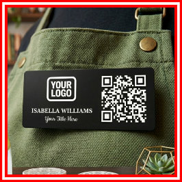 ロゴをここに シンプル モダン ミニマル ブラック QR コード 名札