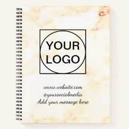 ロゴをここに 白 シンプル ミニマル ピンク マーブル いいえ ノートブック