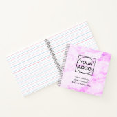 ロゴをここに 白 シンプル ミニマル ピンク マーブル なし ノートブック (内部)