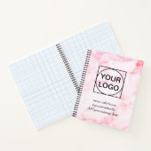 ロゴをここに 白 シンプル ミニマル ピンク マーブル なし ノートブック (内部)
