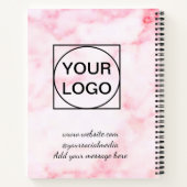 ロゴをここに 白 シンプル ミニマル ピンク マーブル なし ノートブック (裏面)