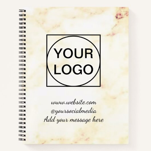 ロゴをここに 白 シンプル ミニマル ピンク マーブル なし ノートブック (正面)