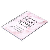 ロゴをここに 白 シンプル ミニマル ピンク マーブル なし ノートブック (左側)