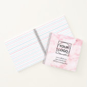 ロゴをここに 白 シンプル ミニマル ピンク マーブル ノートブック (内部)