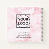 ロゴをここに 白 シンプル ミニマル ピンク マーブル ノートブック (裏面)