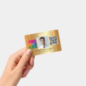 ロゴをアップロードする QR コード 従業員写真 ゴールド バッジ (手持ち)