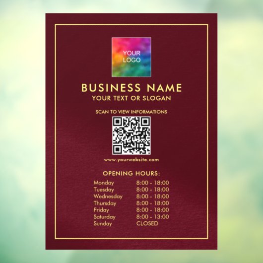 ロゴをアップロードするQRコードテンプレート営業時間 ウィンドウサイン (シート3)