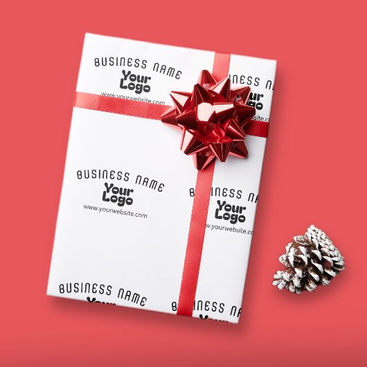 ロゴをアップロード レトロモダン 白黒 (編集可能) ラッピングペーパー