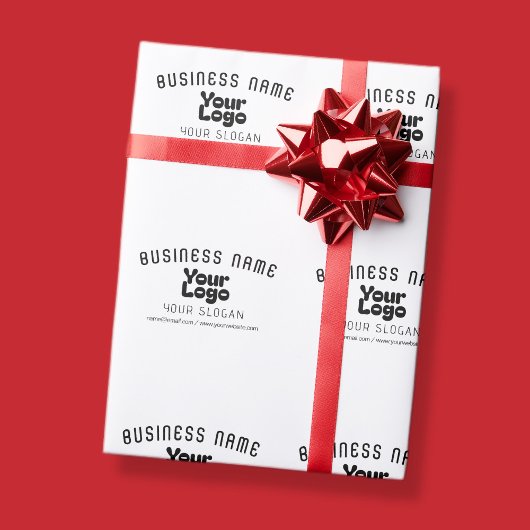 ロゴをアップロード レトロモダン 白黒 (編集可能) ラッピングペーパー