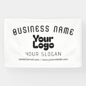 ロゴをアップロード レトロモダン 白黒 (編集可能) 横断幕 (横)