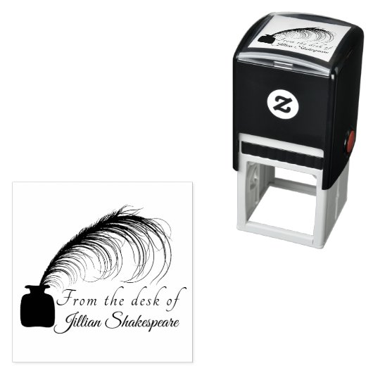 ロゴをパーソナエレガントイズする羽毛のキールとインク セルフインキングスタンプ (インサイチュ)