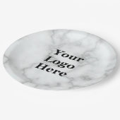 ロゴをホワイトマーブルフェイクに貼る ペーパープレート (アングル)