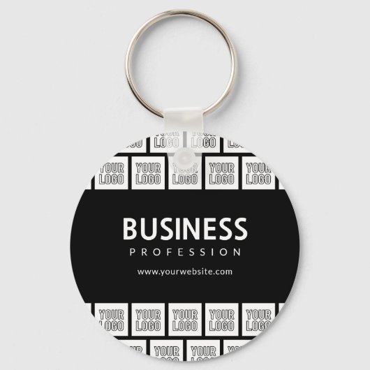 ロゴを並べて表示したパターンと編集可能なビジネス名 キーホルダー (正面)