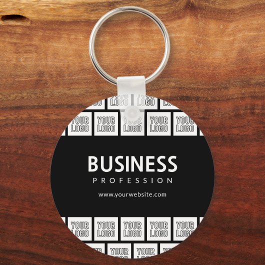 ロゴを並べて表示したパターンと編集可能なビジネス名 キーホルダー (裏面)
