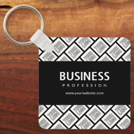 ロゴを並べて表示したパターンと編集可能なビジネス名 キーホルダー