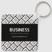 ロゴを並べて表示したパターンと編集可能なビジネス名 キーホルダー (裏面)