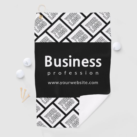 ロゴを並べて表示したパターンと編集可能なビジネス名 ゴルフタオル (インサイチュ)