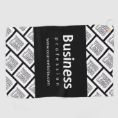 ロゴを並べて表示したパターンと編集可能なビジネス名 ゴルフタオル (横)