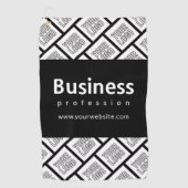 ロゴを並べて表示したパターンと編集可能なビジネス名 ゴルフタオル (正面)