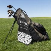 ロゴを並べて表示したパターンと編集可能なビジネス名 ゴルフタオル (グリーン)