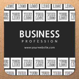 ロゴを並べて表示したパターンと編集可能なビジネス名 スクエアシール