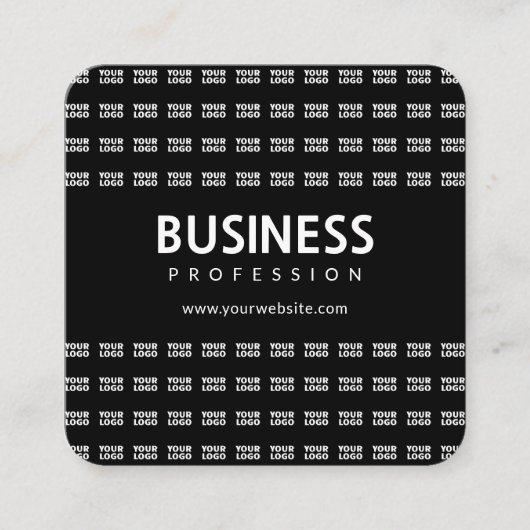 ロゴを並べて表示したパターンと編集可能なビジネス名 スクエア名刺 (正面)