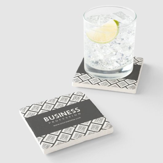 ロゴを並べて表示したパターンと編集可能なビジネス名 ストーンコースター (横)