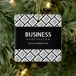 ロゴを並べて表示したパターンと編集可能なビジネス名 セラミックオーナメント