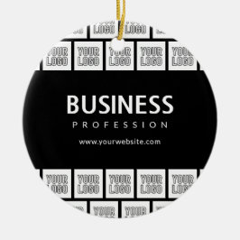 ロゴを並べて表示したパターンと編集可能なビジネス名 セラミックオーナメント