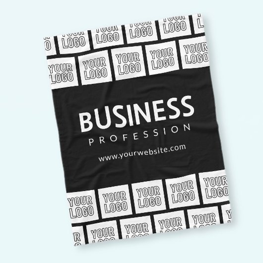 ロゴを並べて表示したパターンと編集可能なビジネス名 フリースブランケット
