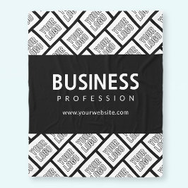 ロゴを並べて表示したパターンと編集可能なビジネス名 フリースブランケット