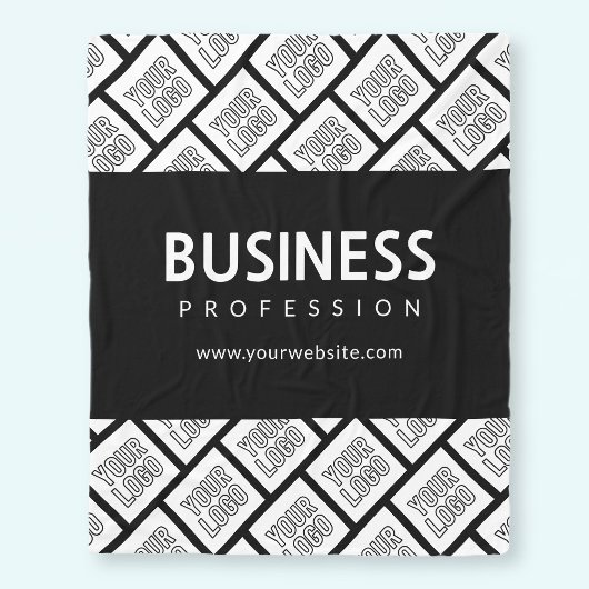 ロゴを並べて表示したパターンと編集可能なビジネス名 フリースブランケット