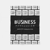 ロゴを並べて表示したパターンと編集可能なビジネス名 フリースブランケット (正面)