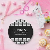 ロゴを並べて表示したパターンと編集可能なビジネス名 ペーパープレート (パーティー)