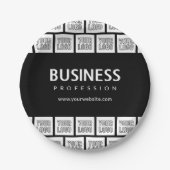 ロゴを並べて表示したパターンと編集可能なビジネス名 ペーパープレート (正面)