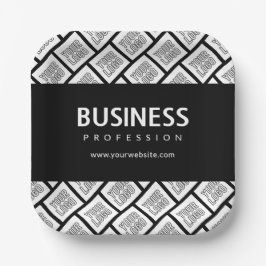 ロゴを並べて表示したパターンと編集可能なビジネス名 ペーパープレート