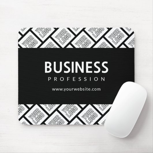 ロゴを並べて表示したパターンと編集可能なビジネス名 マウスパッド (マウス)