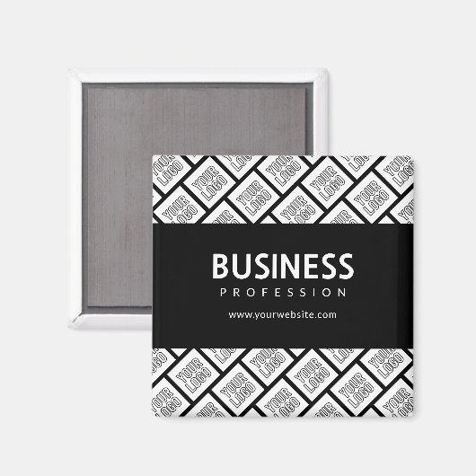 ロゴを並べて表示したパターンと編集可能なビジネス名 マグネット (正面/裏面)